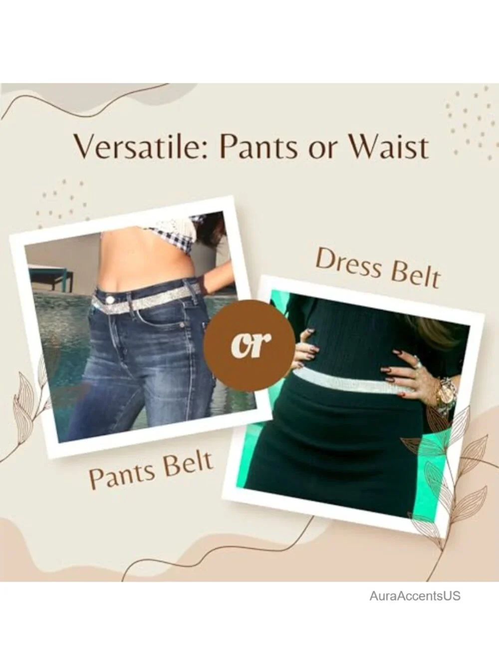 Rhinestone Crystal Waist Chain Belt - Adjustable Hip Body Chain for Dresses or